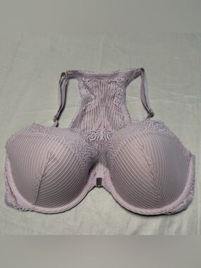34DD Lace-Trim lined Demi Racerback Bra in Light Lavender